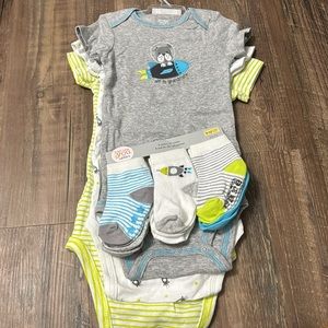 Carter’s 3 piece onesie set with matching socks
